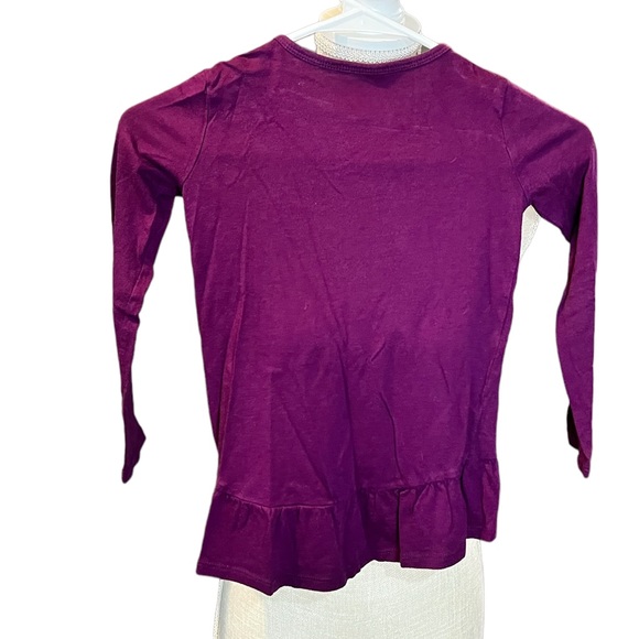 Wonder Nation long sleeve t-shirt w/ white & purple sequin heart & bottom ruffle - Picture 4 of 4